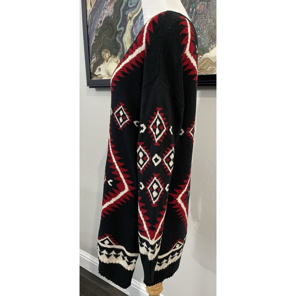 Lauren Ralph Lauren Petite Medium Long Tunic Sweater Southwest Aztec Geometric - Picture 5 of 16